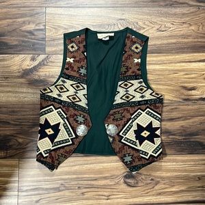 Western boho vest , size M